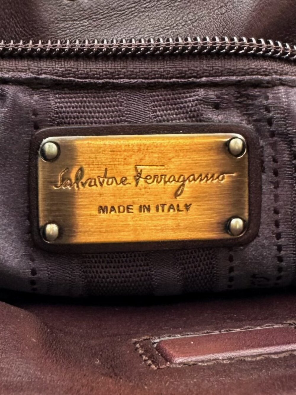 Salvatore Ferragamo Burgundy Leather Large Hobo Shoulder Tote Bag - Picture 12 of 12